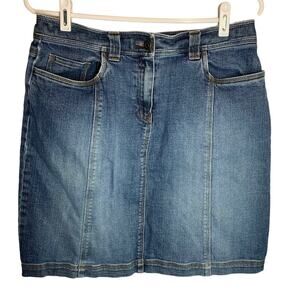 Vintage Talbots Blue Jean Mini Pencil Skirt. Size 10